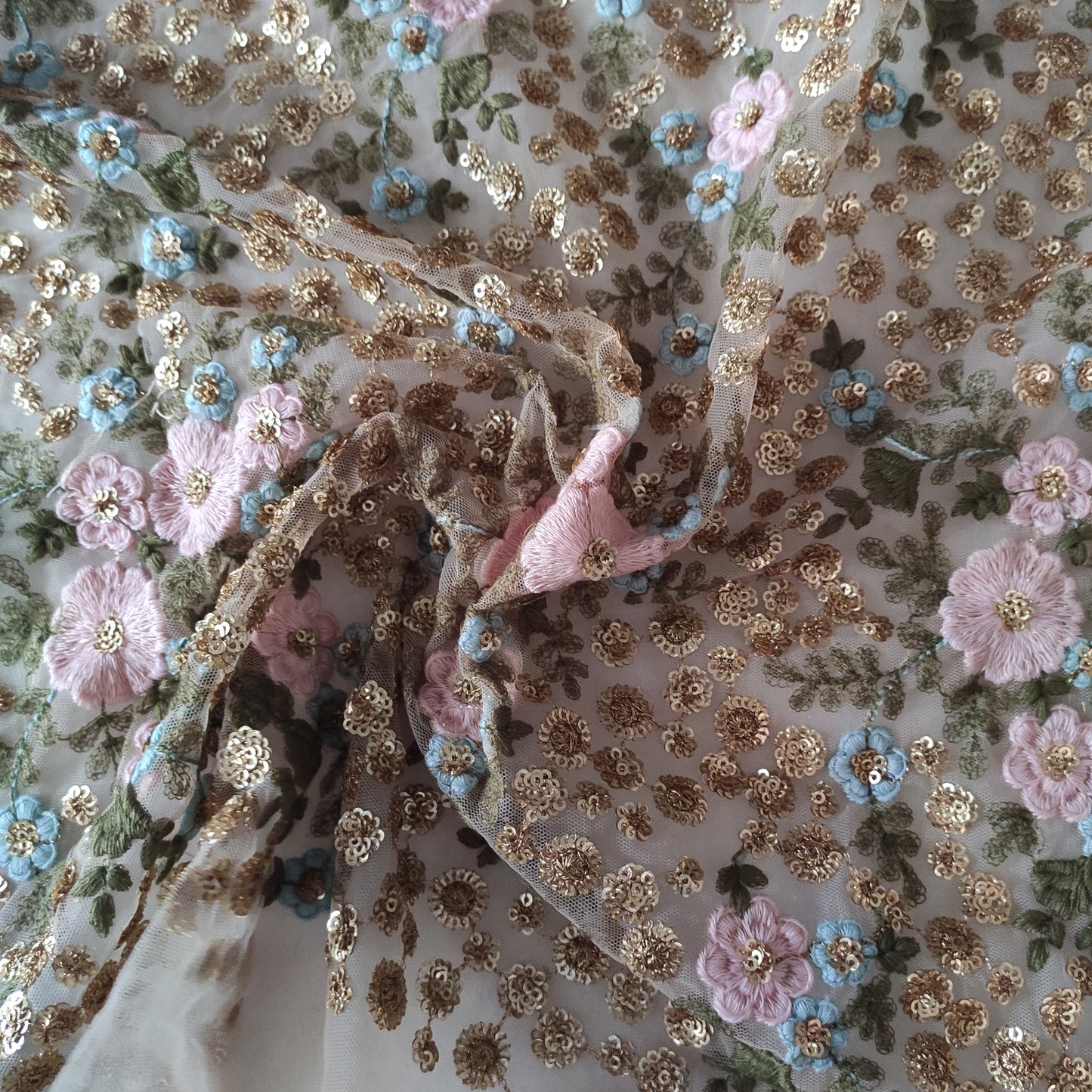 Floral Sequin blouse net fabric