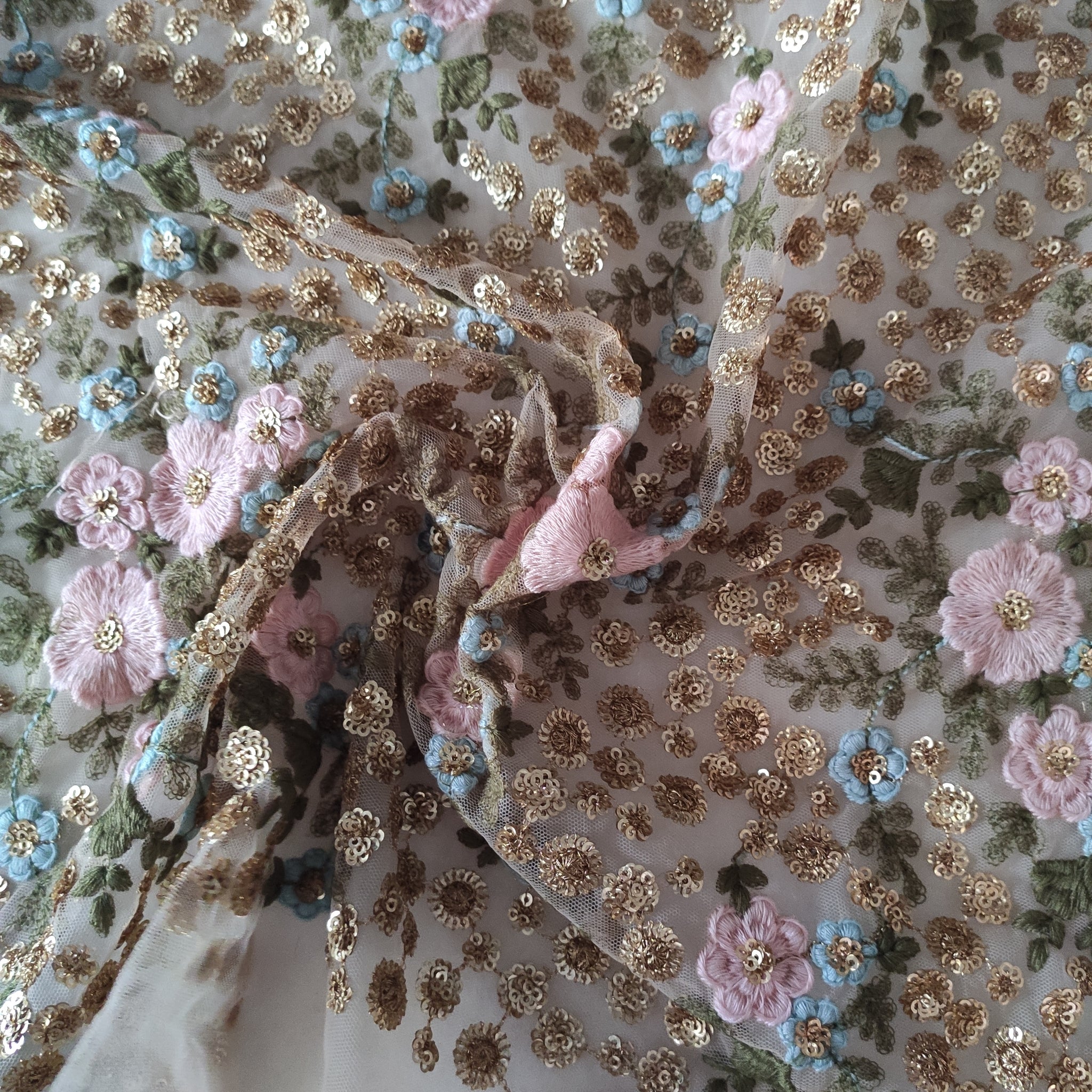 Floral Sequin blouse net fabric