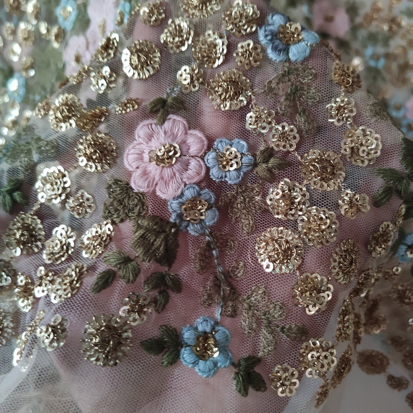 Floral Sequin blouse net fabric