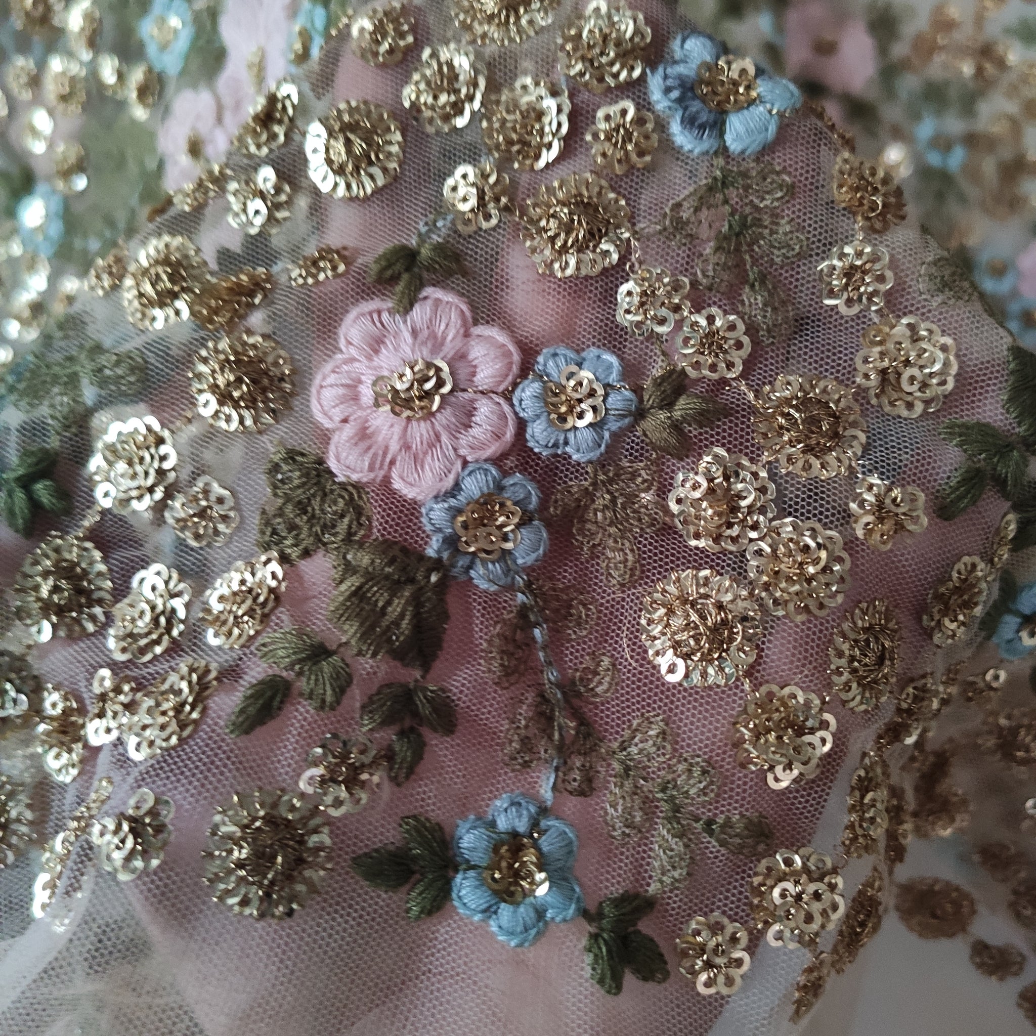 Floral Sequin blouse net fabric