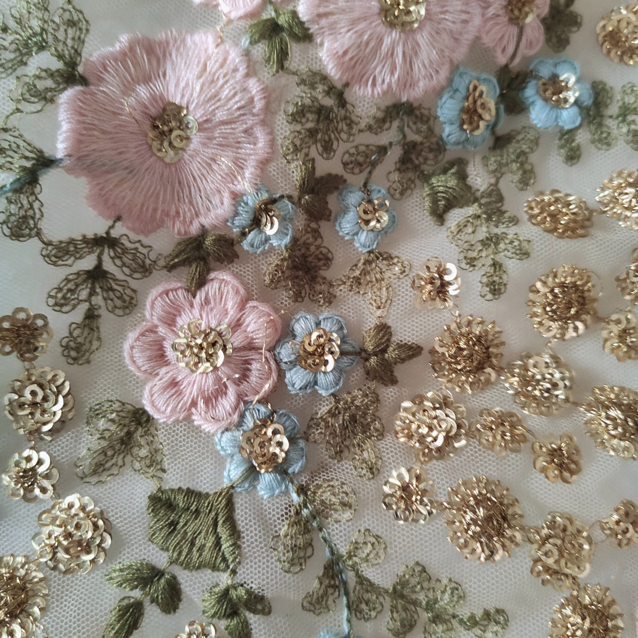 Floral Sequin blouse net fabric