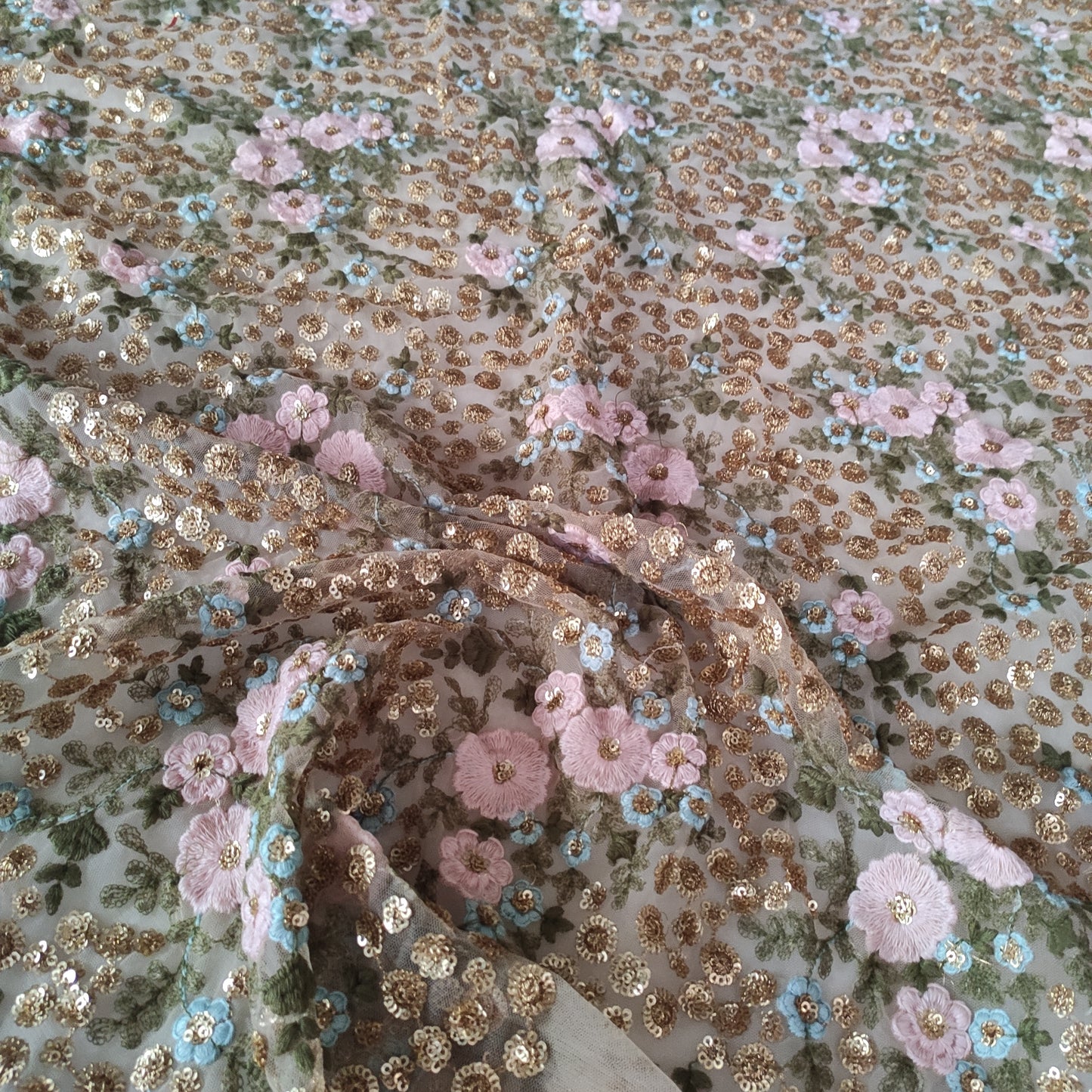 Floral Sequin blouse net fabric
