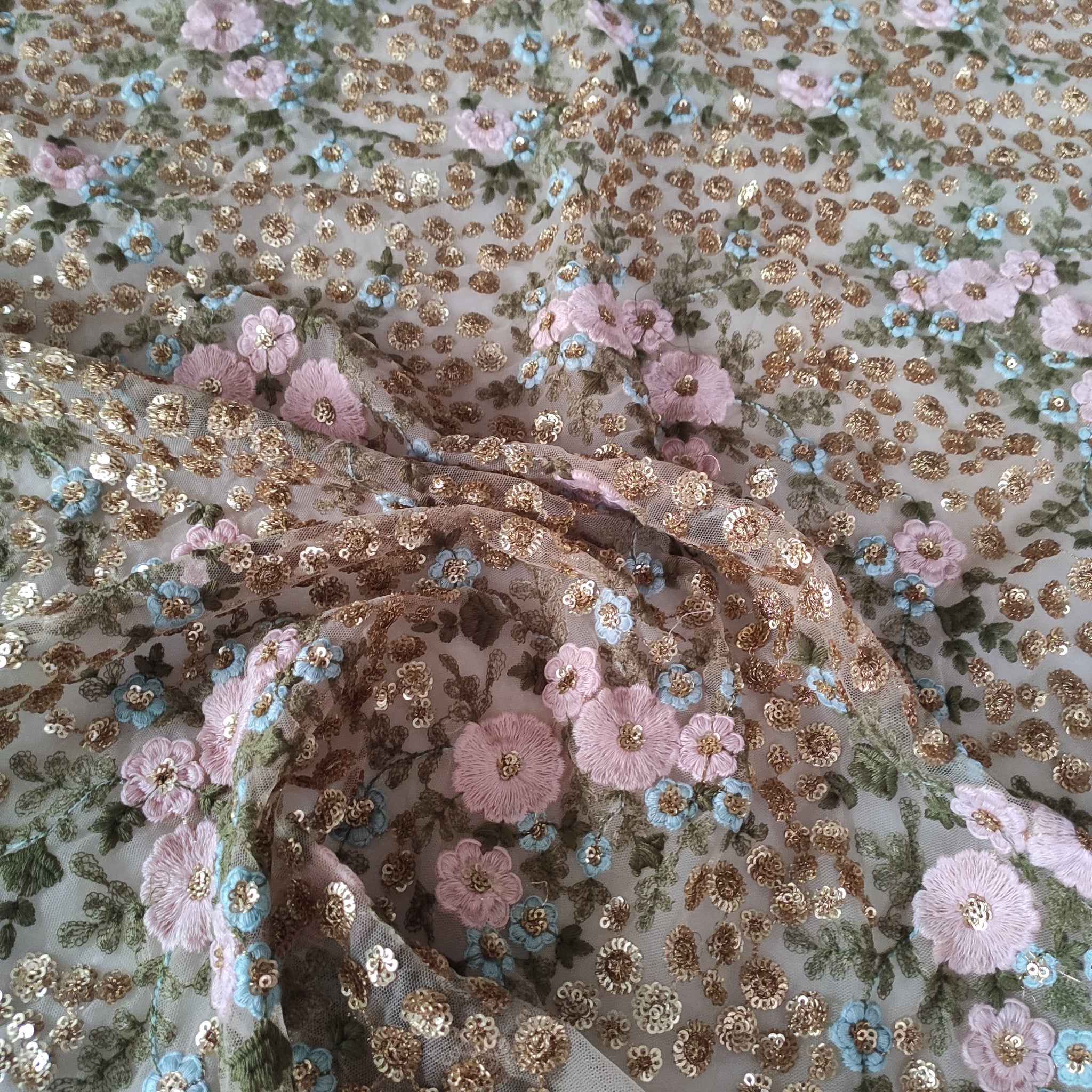 Floral Sequin blouse net fabric