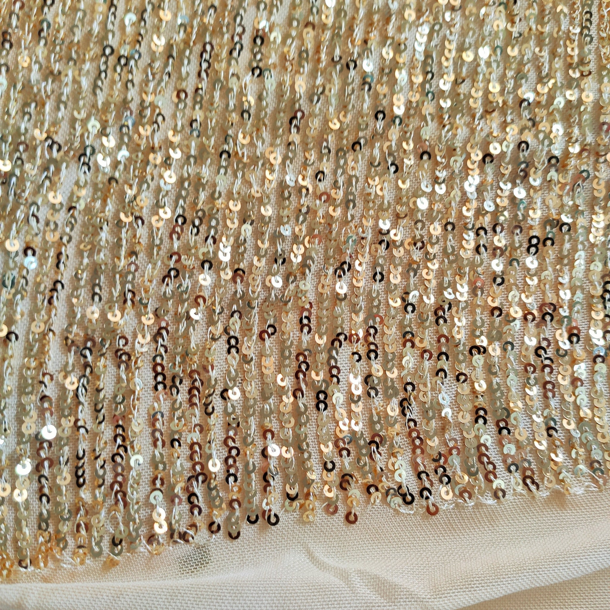 Golden Sequin embroidered on Imported Lycra net