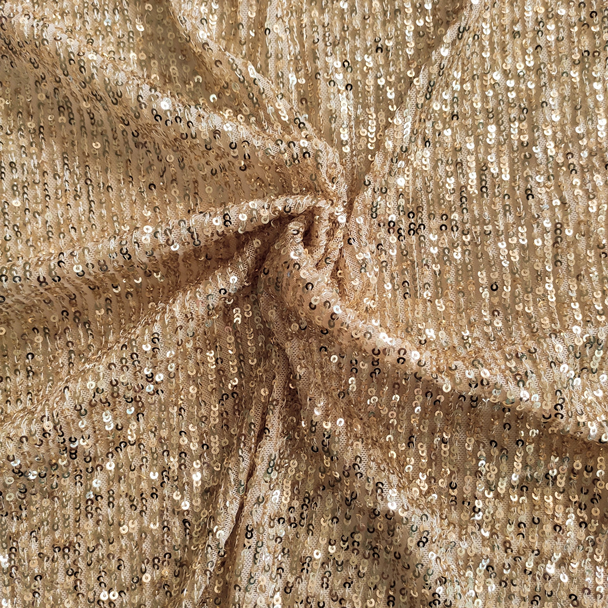 Golden Sequin embroidered on Imported Lycra net