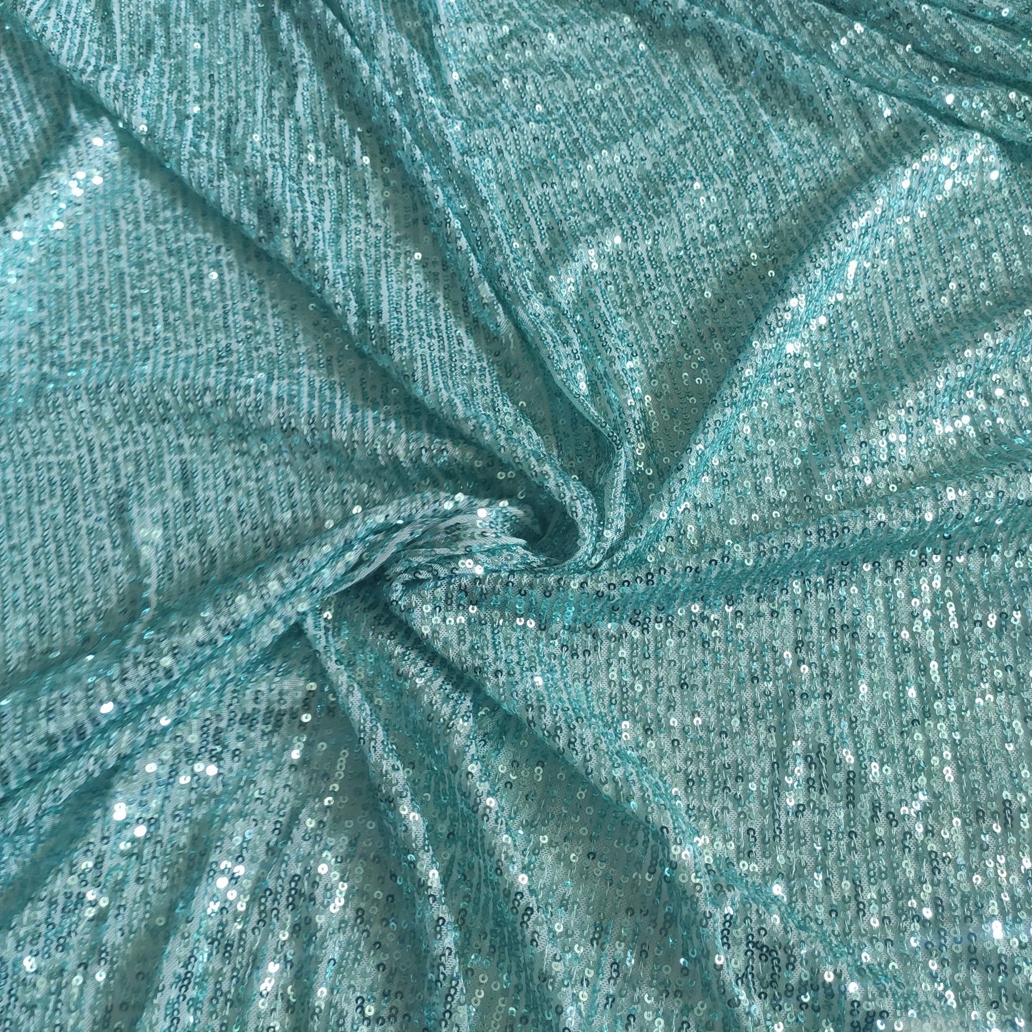 Ice blue Sequin embroidered on Imported Lycra net