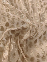 Golden net designer blouse fabric.