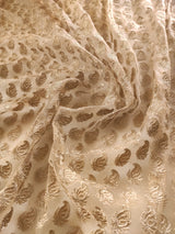 Golden net designer blouse fabric.