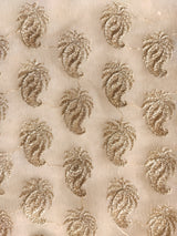 Golden net designer blouse fabric.