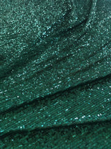 Bottle Green Sequin embroidered on Imported Lycra net