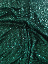 Bottle Green Sequin embroidered on Imported Lycra net