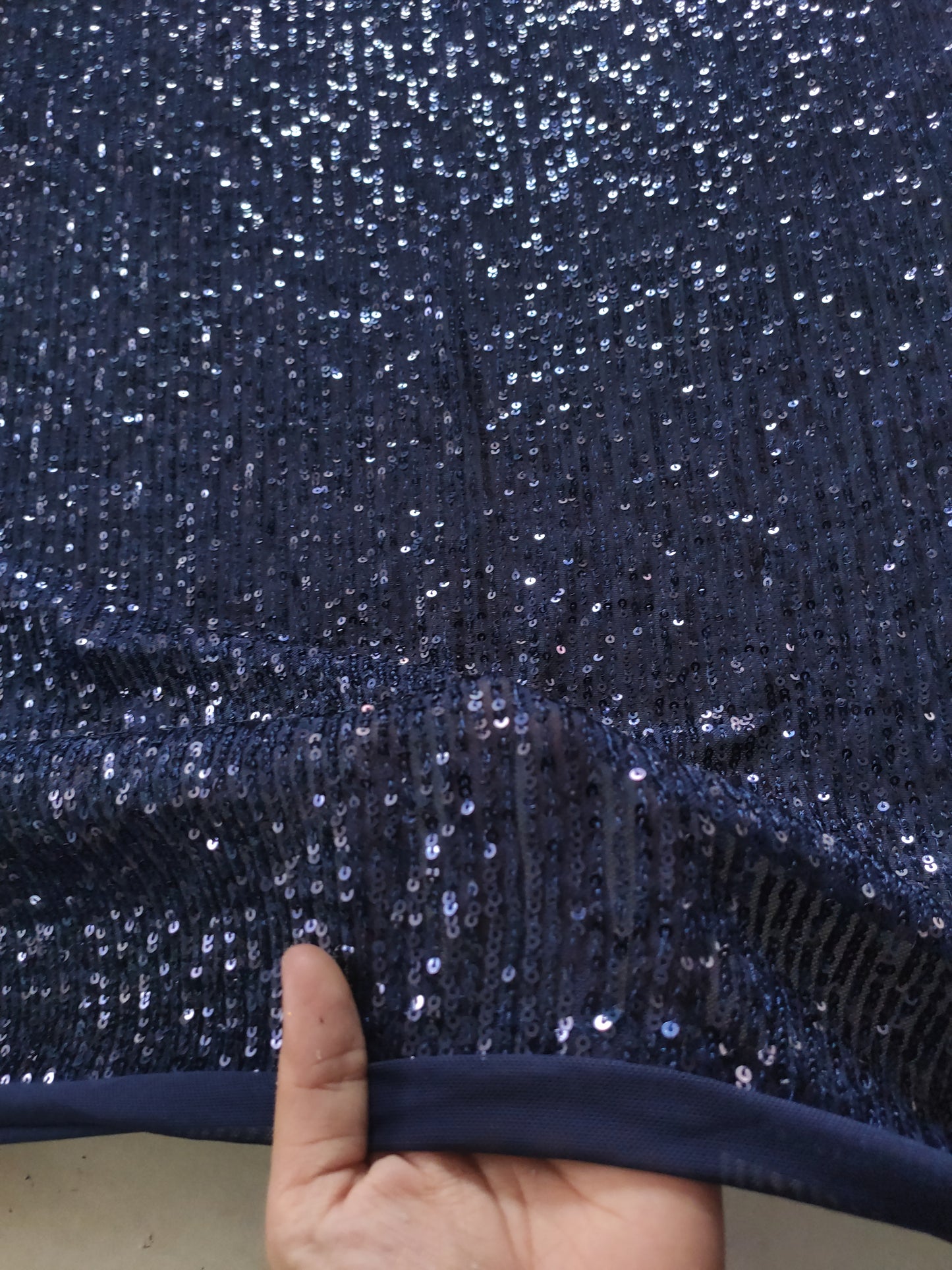 Blue Sequin embroidered on Imported Lycra net