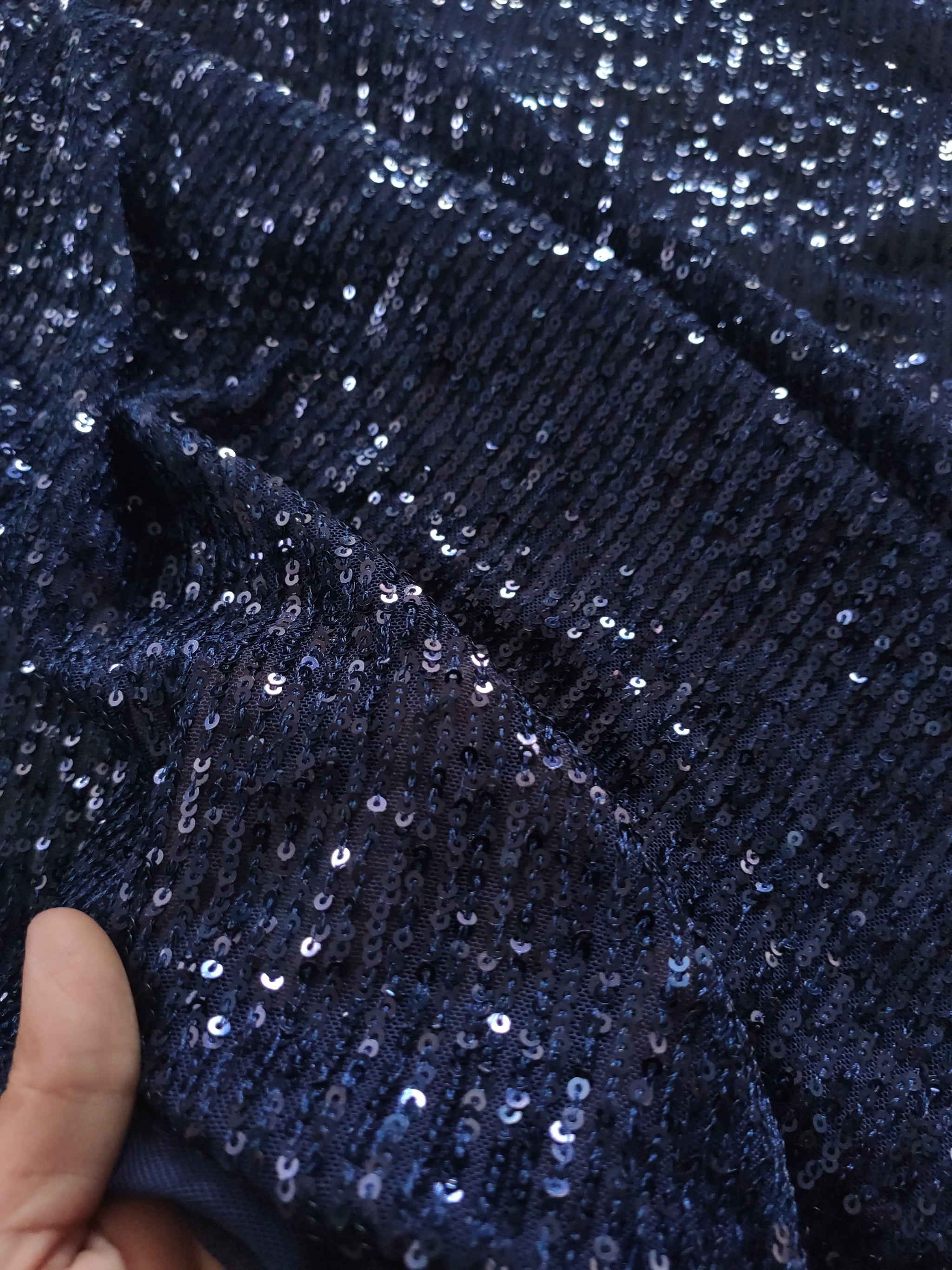 Blue Sequin embroidered on Imported Lycra net