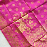 Pink Dupatta with Golden Peacock weaving