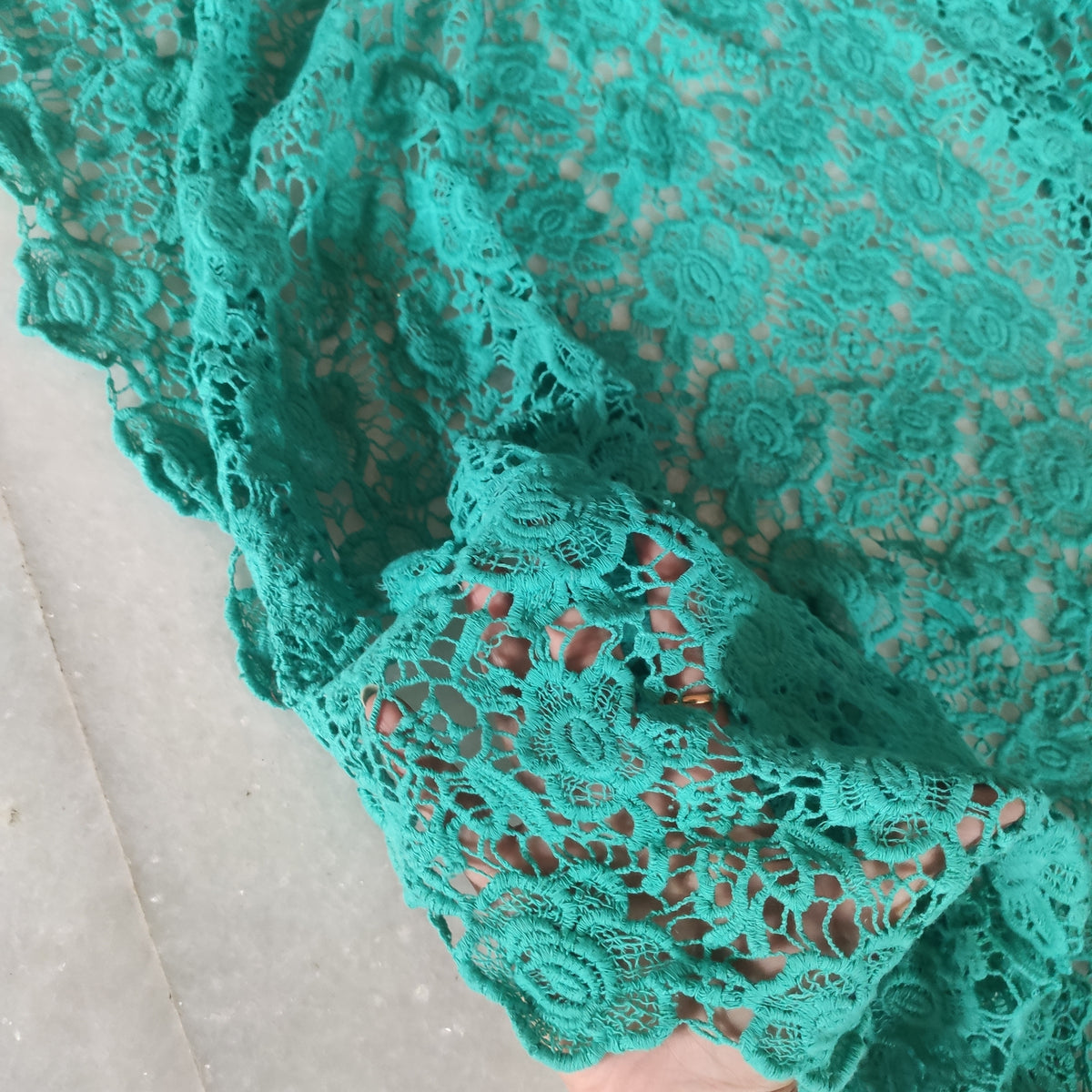 Green Lace net fabric