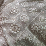 Dyeable georgette fabric with transparent sequins and thread work for blouse