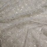 Dyeable georgette fabric with transparent sequins and thread work for blouse