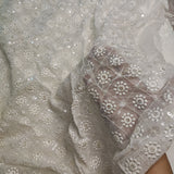 Dyeable georgette fabric with transparent sequins and thread work for blouse
