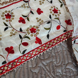 White Embroidered cotton salwar kameez material - Unstitched