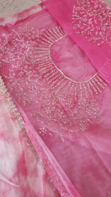 Partywear Pink Saree with Silver embroidery on Organza tissue fabric