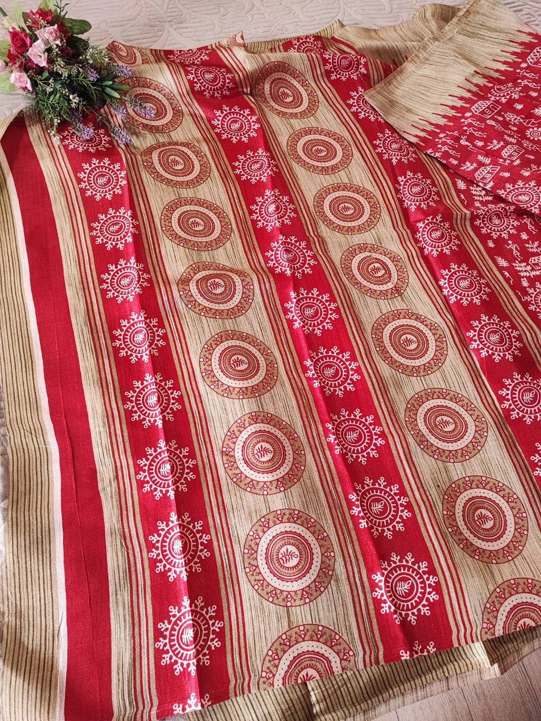Sugarcane fibre saree. Silky flowy printed saree