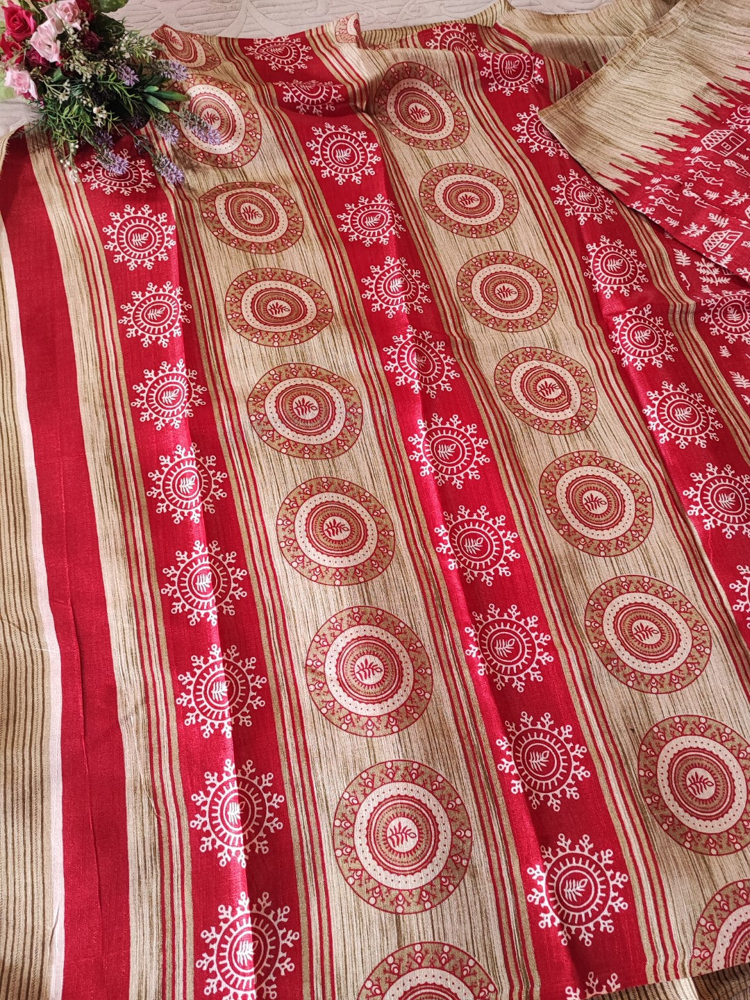 Sugarcane fibre saree. Silky flowy printed saree