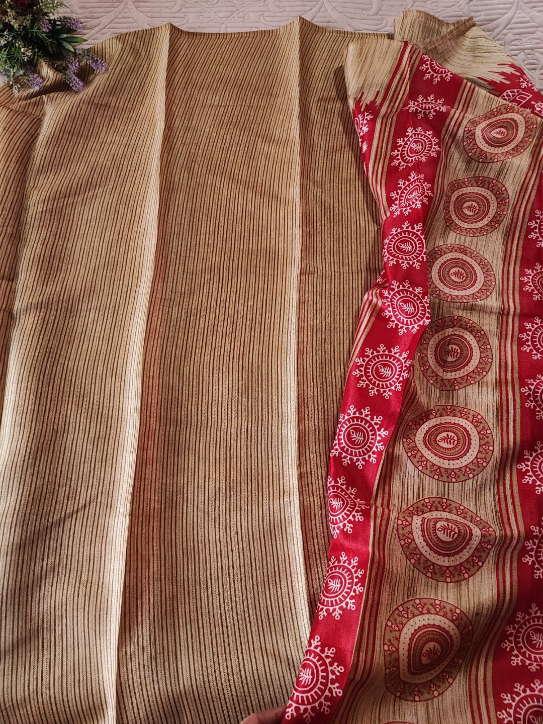 Sugarcane fibre saree. Silky flowy printed saree