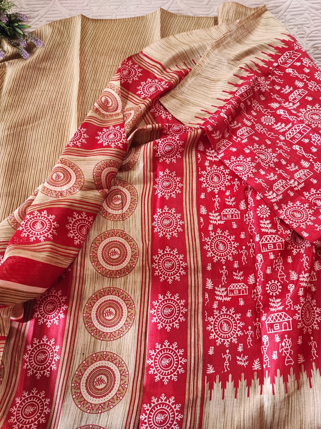 Sugarcane fibre saree. Silky flowy printed saree