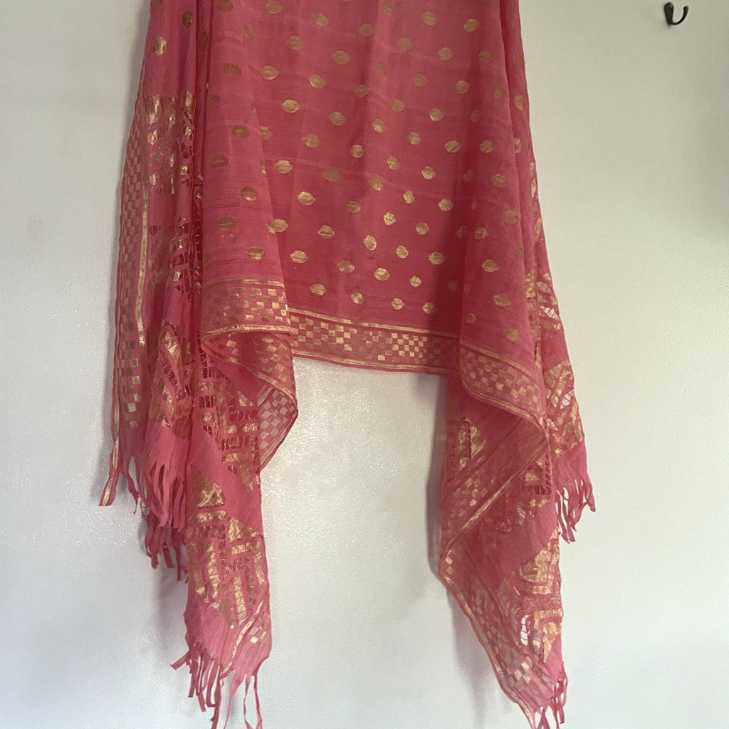 Peachish Pink dupatta stole for women.