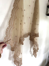 Gold net scallop border Dupatta