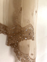 Gold net scallop border Dupatta