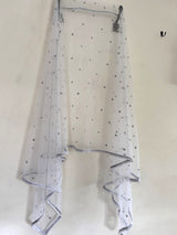 White Net dupatta with white moti border.