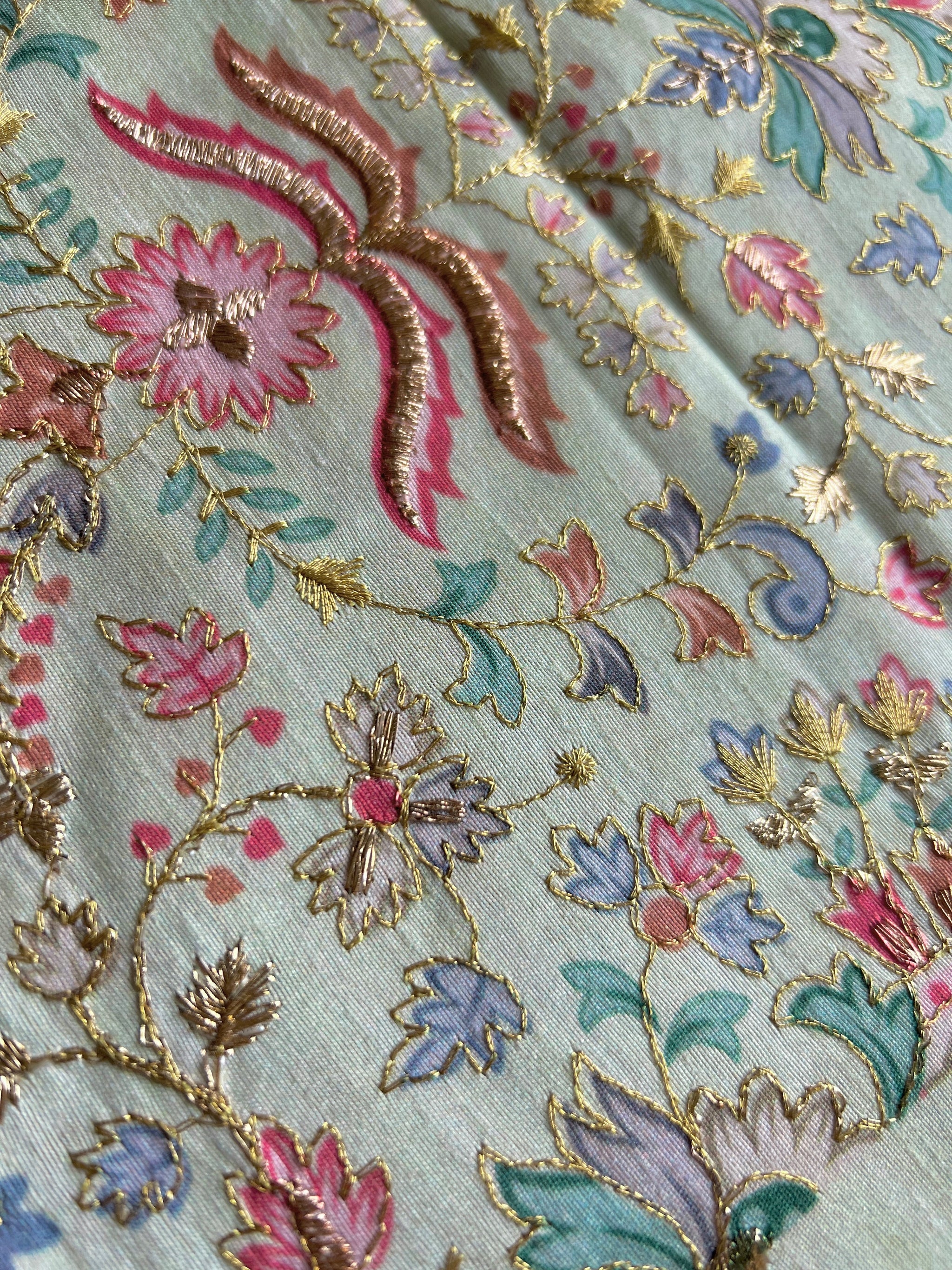 Pist with multicolor embroidered Raw Silk