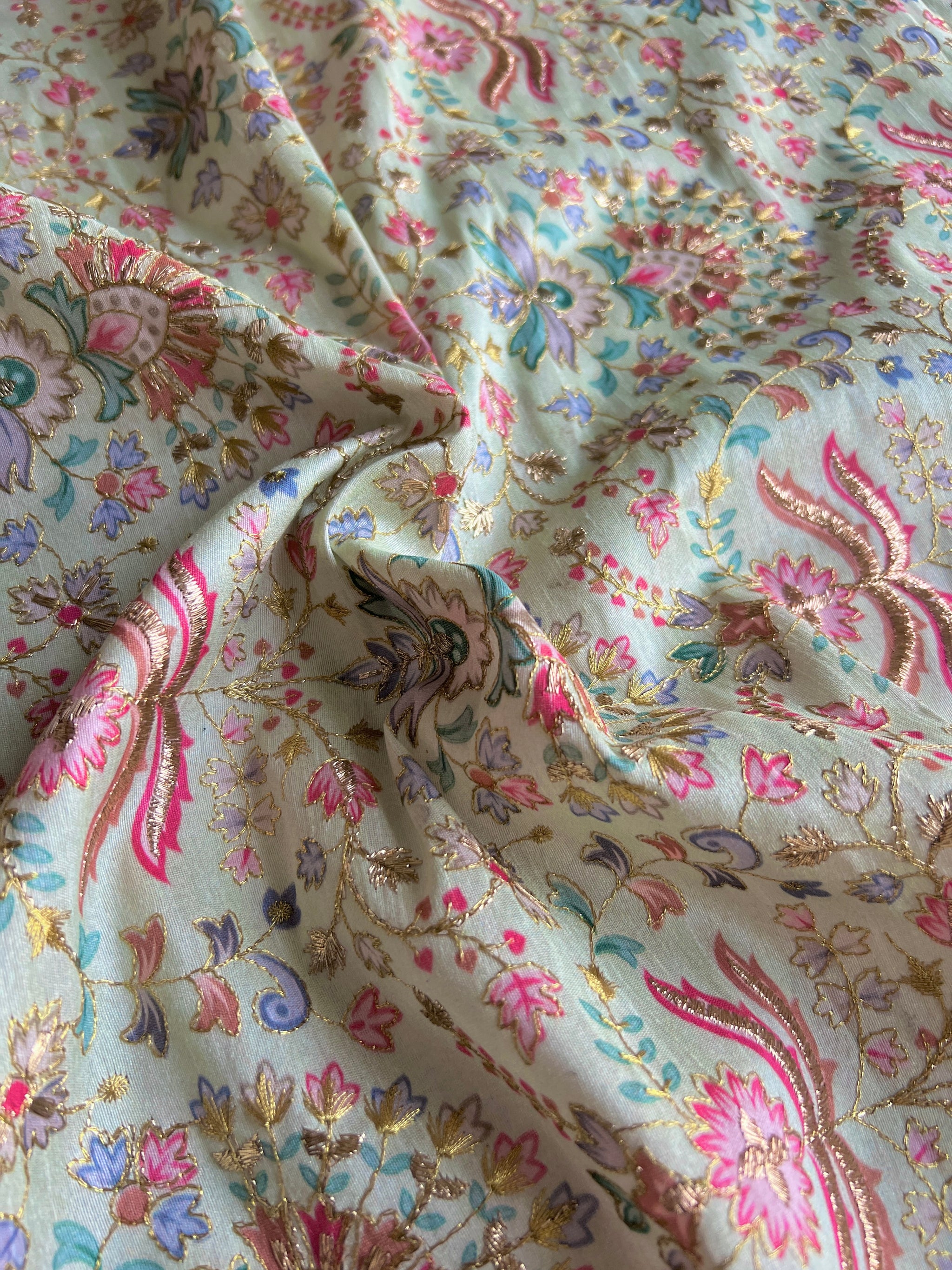 Pist with multicolor embroidered Raw Silk