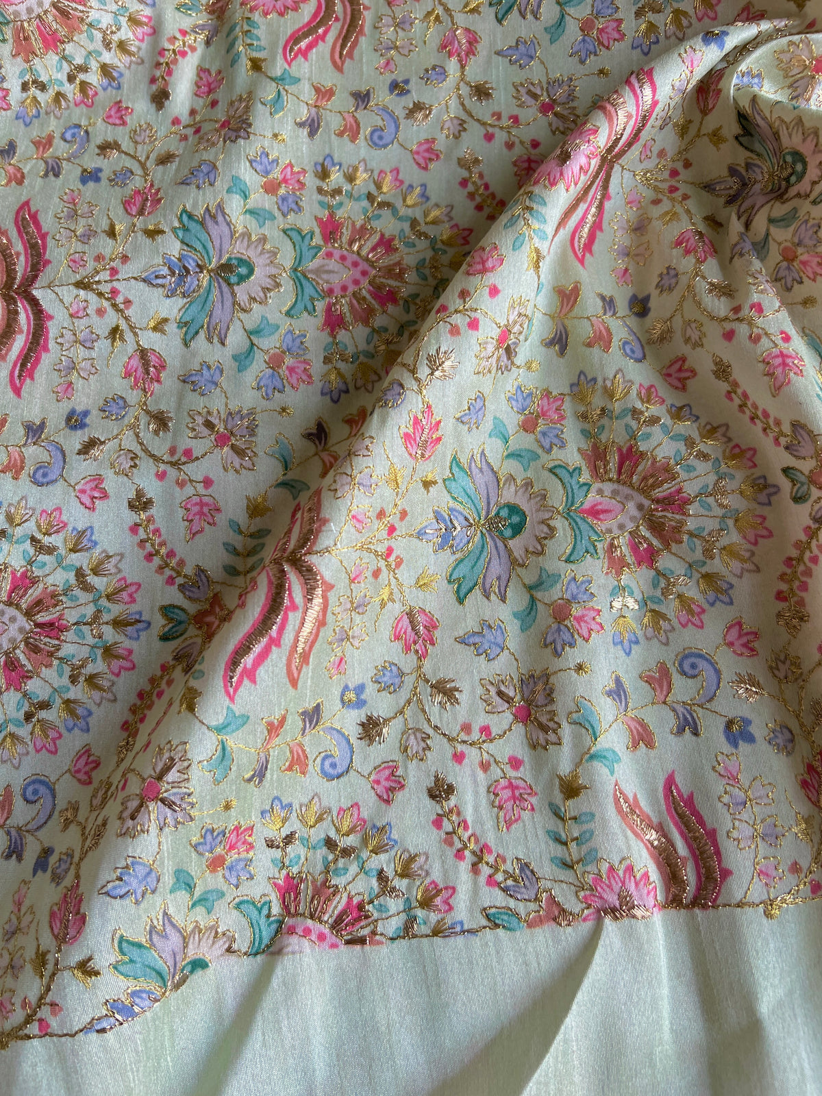 Pist with multicolor embroidered Raw Silk