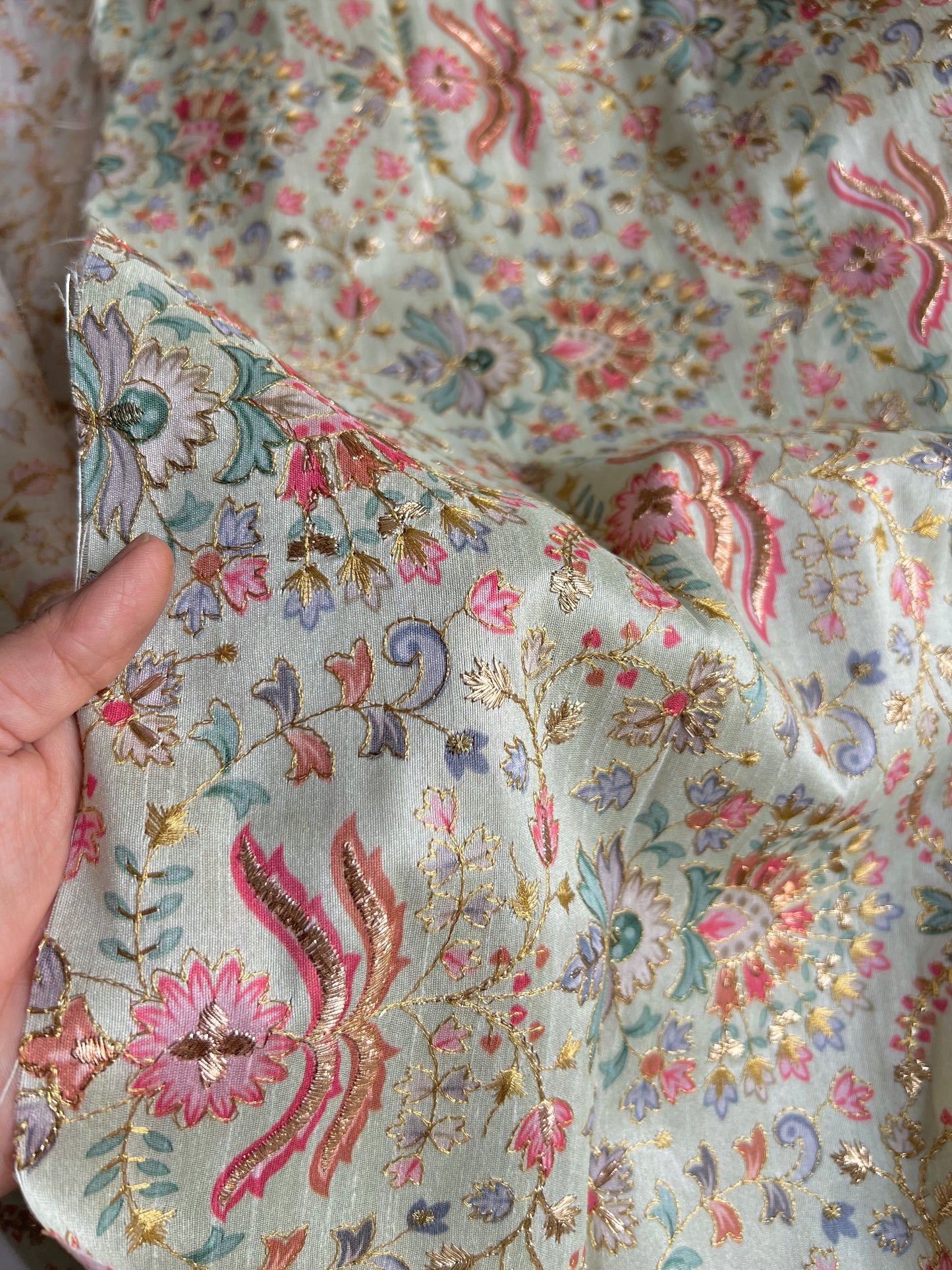 Pist with multicolor embroidered Raw Silk