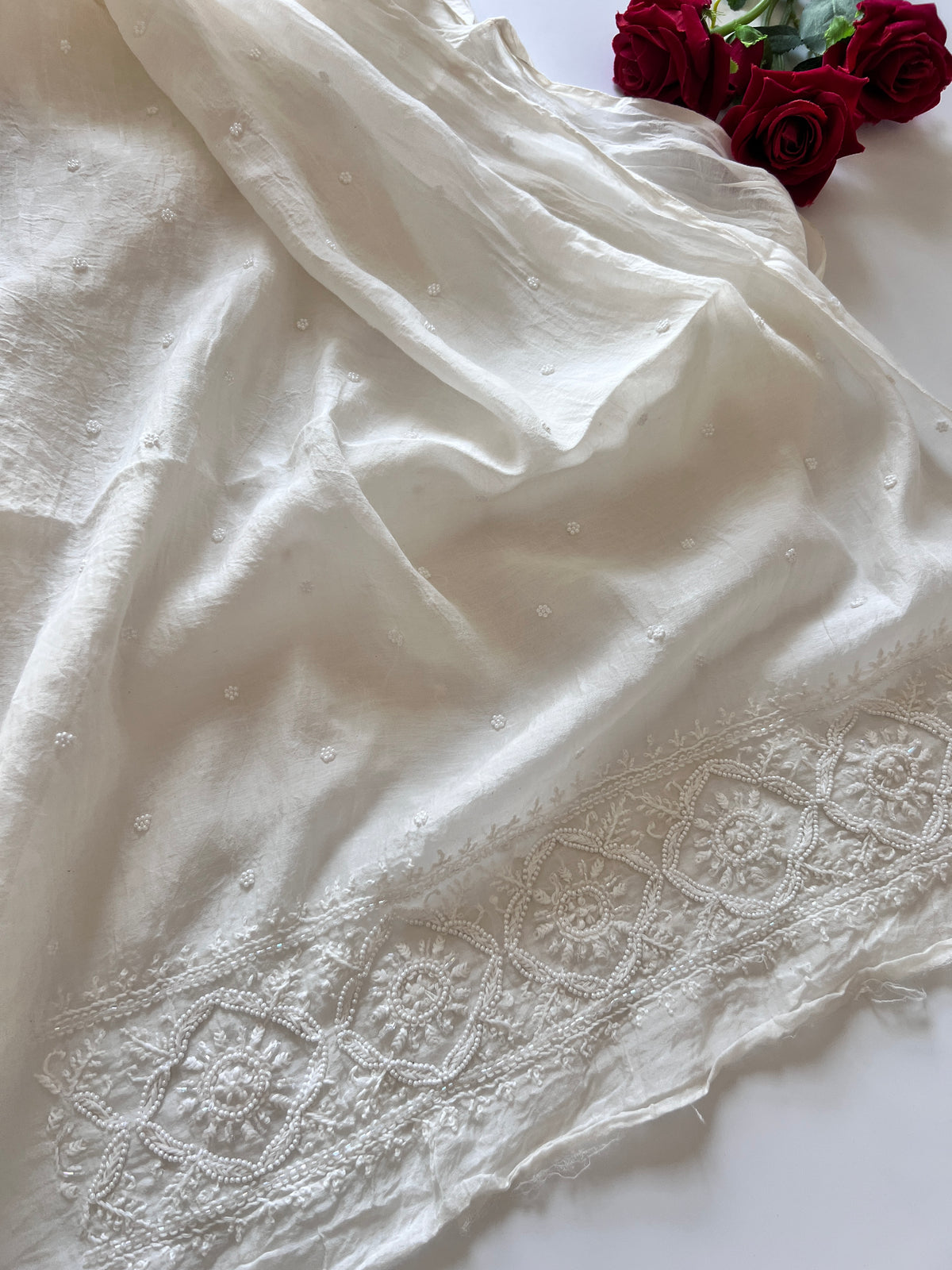 Pure lucknowi Mul handwork chikankari Kurta Dupatta set (No Bottom)