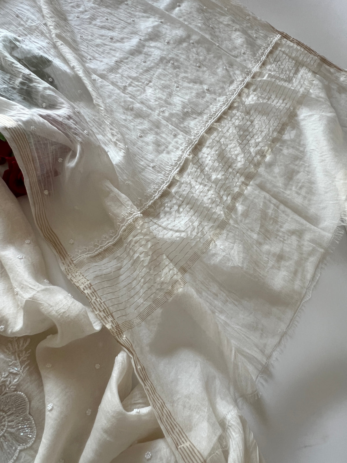 Pure lucknowi Mul handwork chikankari Kurta Dupatta set (No Bottom)