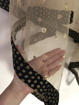 Golden Net dupatta with Black border