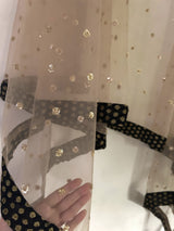 Golden Net dupatta with Black border