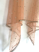 Peach Net dupatta with mirror border