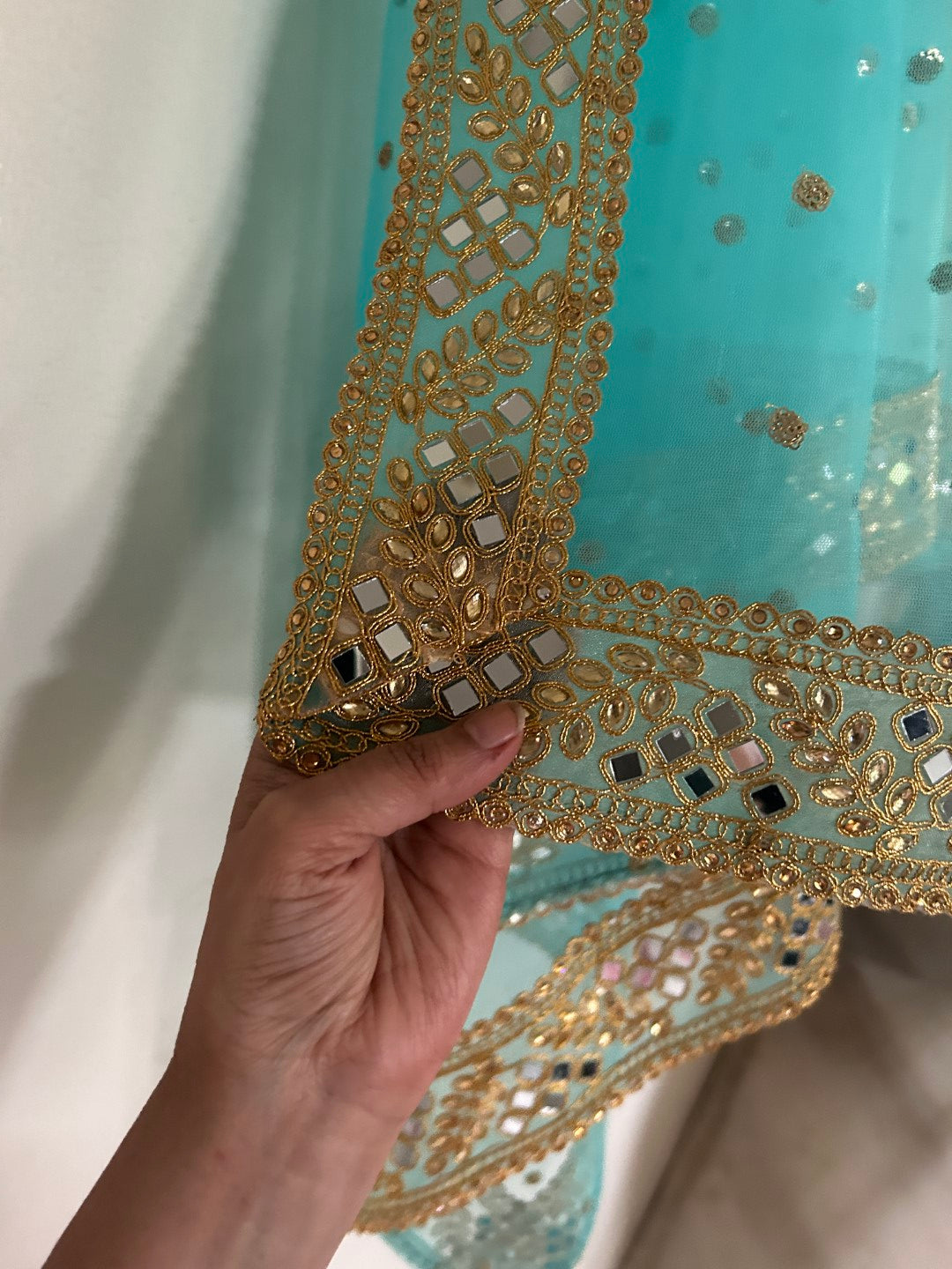 Blue heavy net dupatta