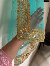 Blue heavy net dupatta