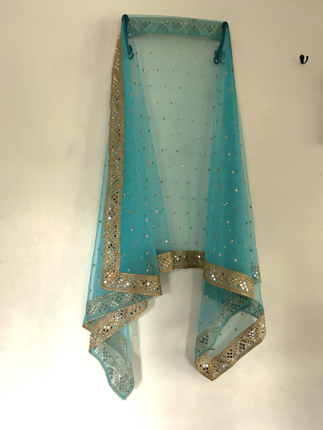 Blue heavy net dupatta