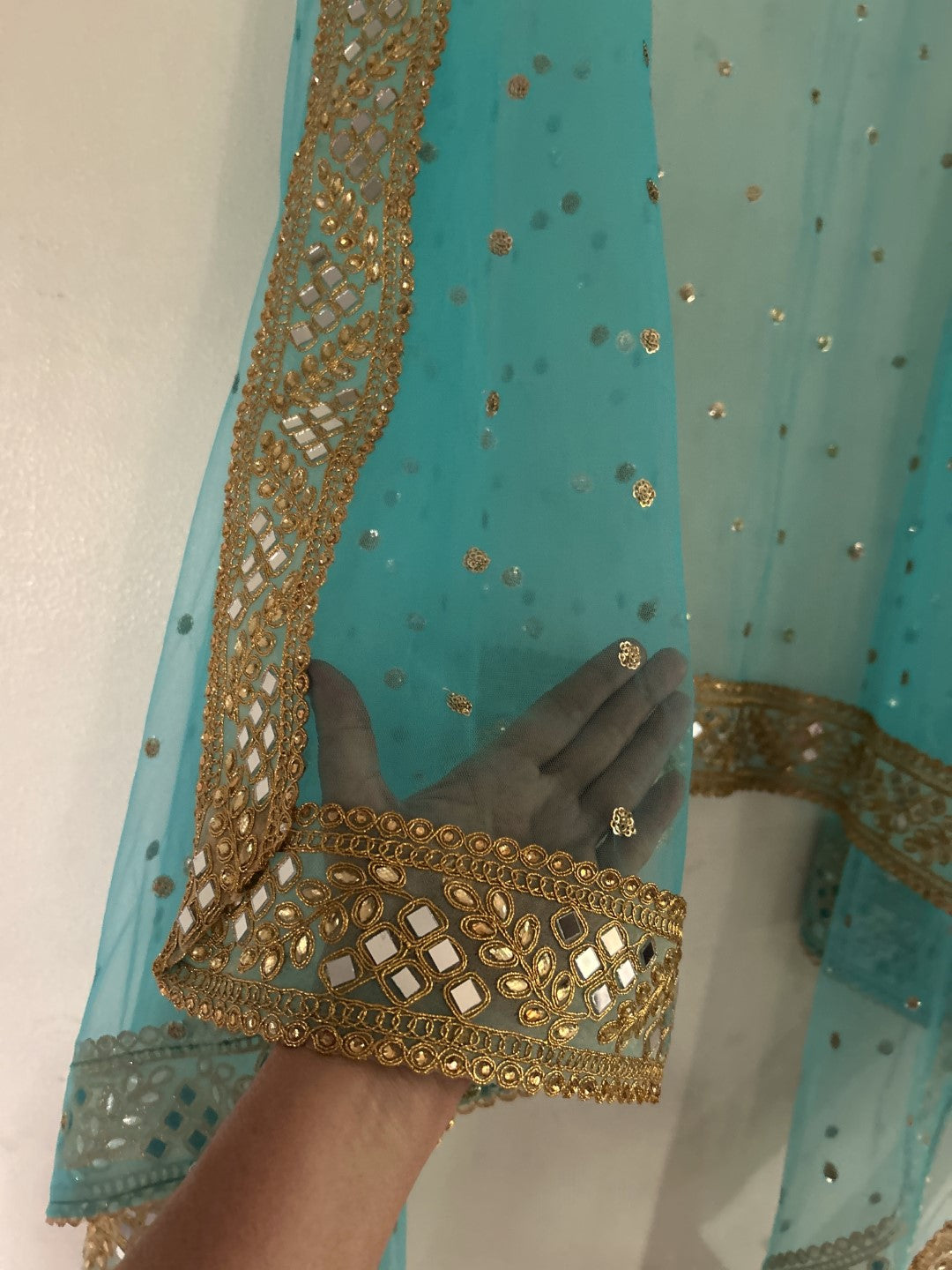 Blue heavy net dupatta