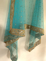 Blue heavy net dupatta