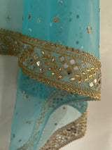 Blue heavy net dupatta