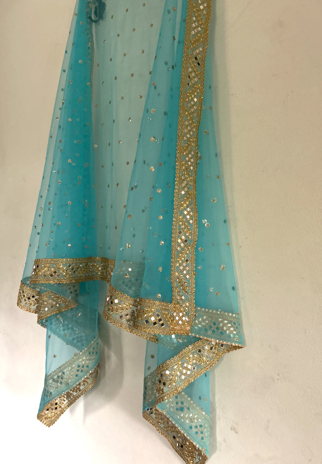 Blue heavy net dupatta