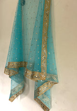 Blue heavy net dupatta