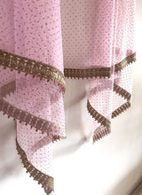 Pink Net dupatta with border. Wedding chunri